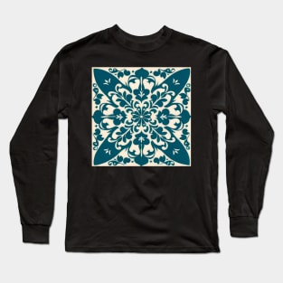 Simple Blue and White Tile Pattern Long Sleeve T-Shirt